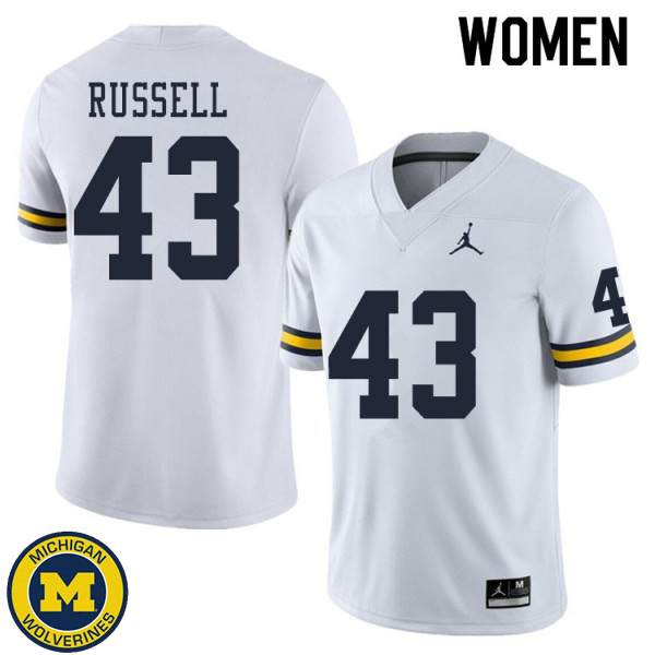 Women's Michigan Wolverines #43 Andrew Russell White High School Jersey